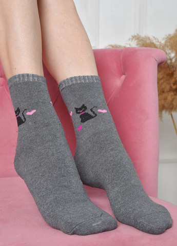 Шкарпетки махрові жіночі сірого кольору розмір 37-42 Let's Shop (261762251)