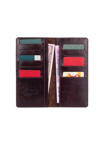Шкіряне портмоне WP-02 Crystal Brown Silk Buta Art Коричневий Hi Art (268371282)