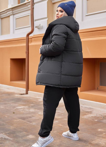 Женский прогулочный костюм с курткой цвет черный р.50/52 446652 New Trend (271528829)