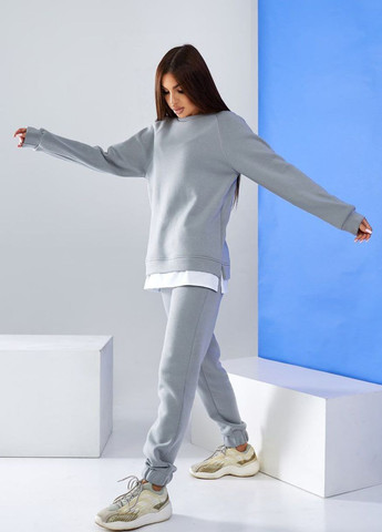 Спортивний костюм жіночий на флісі сірого кольору Let's Shop (277963253)
