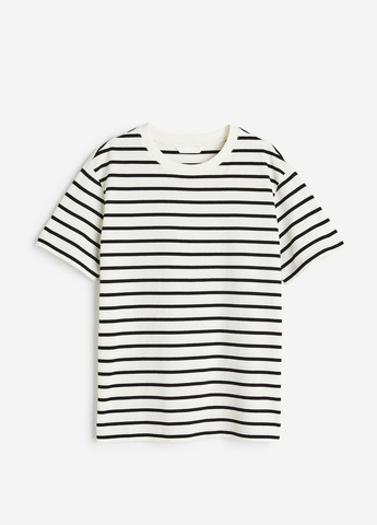 Комбинированная всесезон хлопковая футболка в полоску с коротким рукавом H&M