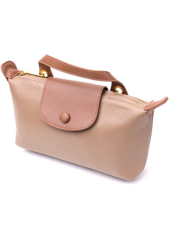 Ідеальна сумка жіноча з цікавим клапаном з натуральної шкіри 22251 Бежева Vintage (276461819)