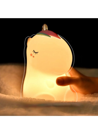 Светильник ночник лампа игрушка силикон сенсорное управление USB 7 цветов 17х10 см 1200 мАч (474136-Prob) Единорог Unbranded (257424615)