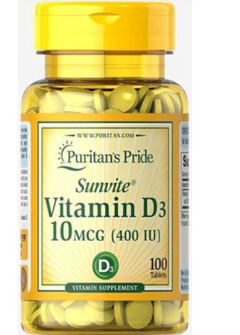 Puritan's Pride Vitamin D3 400 IU 100 Tabs Puritans Pride (256721075)