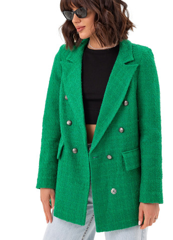 Зеленый женский пиджак ора двубортный зеленый Emass - демисезонный