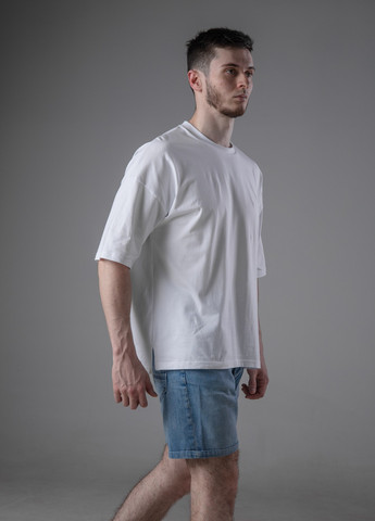 Белая стильна оверсайз футболка з лого balenciaga с коротким рукавом Vakko
