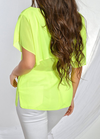 Зеленая блузи блуза з воланами (ут000013436) Lemanta