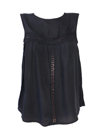 Чорна жіноча блузка без рукавів із мереживом xs 40 чорний Mango