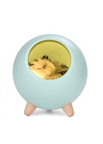 Настольный ночник Led Cat House с мягкой игрушкой спящий котик сенсорный портативный от USB 13х15 см - Мятный China (257410985)