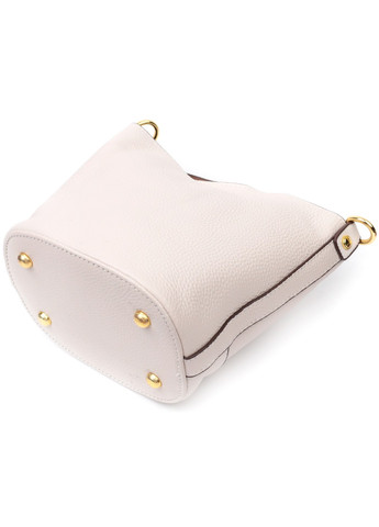 Компактная женская сумка с автономной косметичкой внутри из натуральной кожи 22365 Белая Vintage (276457486)