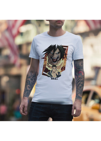 Біла футболка з принтом атака титанів - ерен йегер 3 No Brand