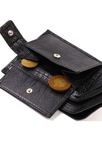Оригінальний фактурний гаманець горизонтального формату з натуральної шкіри з тисненням 21771 Чорний Canpellini (259874140)