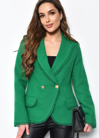 Зеленый женский пиджак женский зеленого цвета Let's Shop с орнаментом - демисезонный