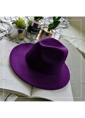 Капелюх унісекс Федора з стійкими полями фіолетовий No Brand (277161502)