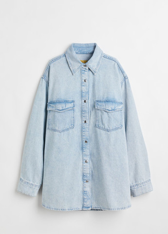 Джинсовая куртка-рубашка полномерная H&M (257321343)