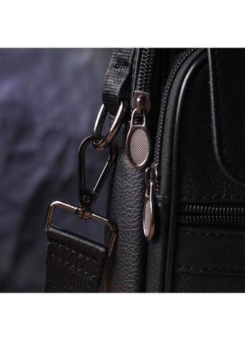 Практична чоловіча шкіряна сумка 21396 Чорна Vintage (258267910)