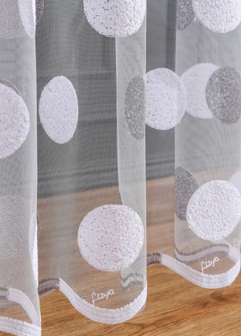 Готовий тюль фатін в кульках, сріблястий з білим, на тасьмі ширина 300 см, висота 280 см No Brand (258691607)