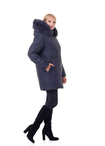 Синя демісезонна жіноча куртка великого розміру зимова SK