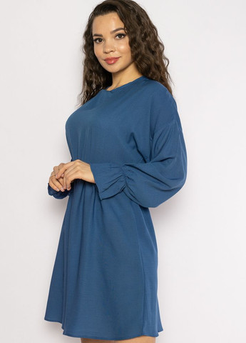 Синя кежуал однотонна сукня з довгими рукавами (синій) Time of Style однотонна