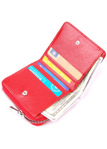 Лакований жіночий гаманець із монетницею на блискавці з натуральної фактурної шкіри 21410 Червоний Karya (258286340)