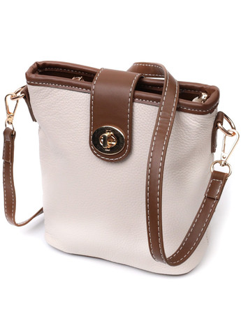 Удобная сумка на плечо для женщин на каждый день из натуральной кожи 22347 Белая Vintage (276457584)