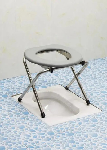 Туалетний стілець сидіння на унітаз туалет компактний складний портативний 38х34х39 см (474499-Prob) Сірий Unbranded (258611077)