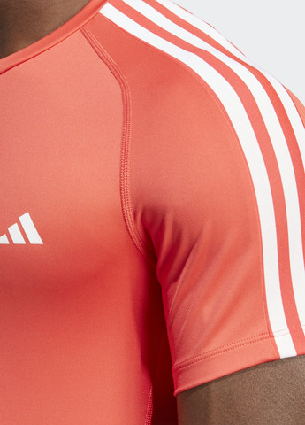 Червона футболка для тренувань techfit 3-stripes adidas