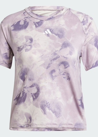 Розовая всесезон футболка train essentials aop flower tie-dye adidas