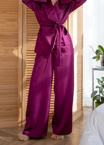 Бордовая костюм в пижамном стиле "estelle" марсаловый р.m/l 405860 New Trend
