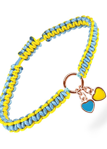 Срібний браслет шамбала нитка жовто-блакитна два серця срібло позолота Family Tree Jewelry Line (266903765)