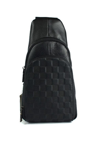 Нагрудная мужская кожаная сумка рюкзак слинг на одно плечо, молодежная черная сумочка на грудь No Brand (268219302)