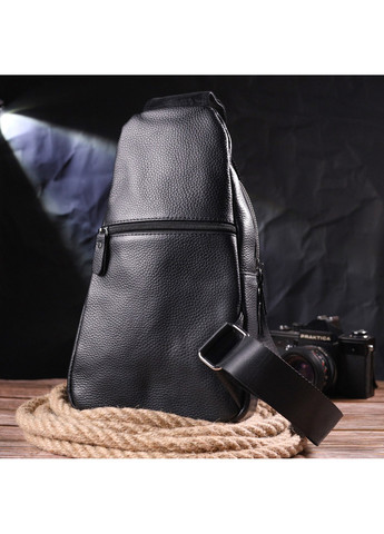 Стильная мужская сумка слинг из натуральной зернистой кожи 21402 Черный Vintage (258267921)