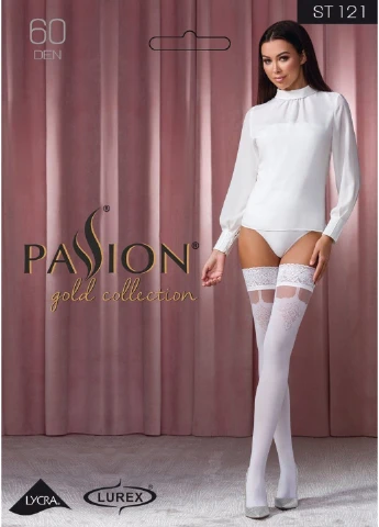 Чулки на ажурной силиконовой резинке, с цветочным орнаментом ST121 Passion (263945231)