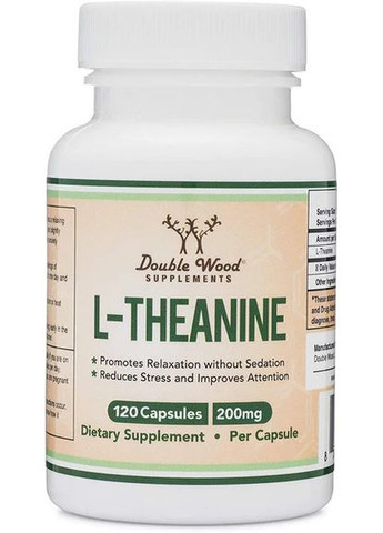 L-теанін Double Wood L-Theanine 200 mg, 120capsules Double Wood Supplements (263348350)