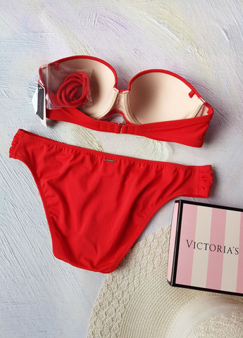 Красный демисезонный купальник раздельный однотонный 057 красный раздельный Victoria's Secret