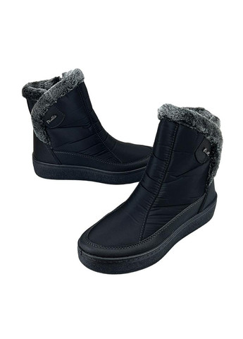 Черные дутики женские ботинки короткие на замке черные 41227 Paolla