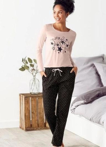 Комбінована всесезон жіноча піжама з натуральної бавовни лонгслив + брюки Esmara