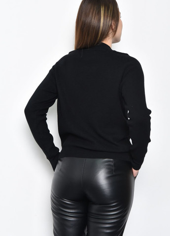 Чорний зимовий светр жіночий рубчик чорного кольору пуловер Let's Shop