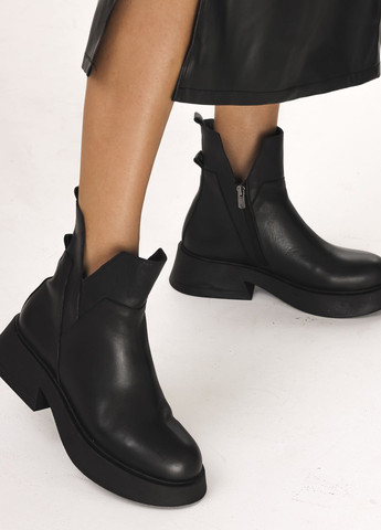 Осенние ботинки женские демисезонные черные кожаные Guero