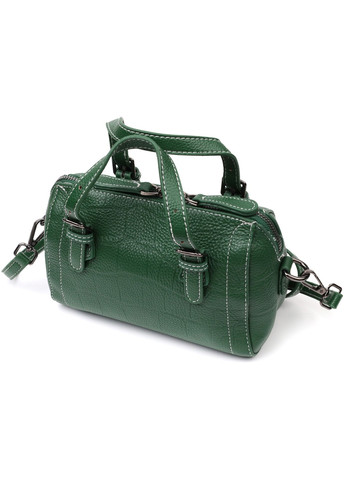 Небольшая женская сумка с двумя ручками из натуральной кожи 22359 Зеленая Vintage (276457644)