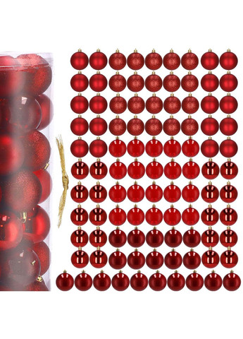 Набір ялинкових куль d=6 см 100 шт CA0168 Springos червоний пластик