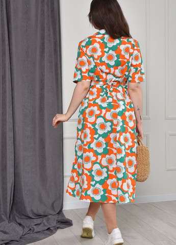 Оранжевое кэжуал платье женское летнее цветочный принт в греческом стиле Let's Shop с цветочным принтом