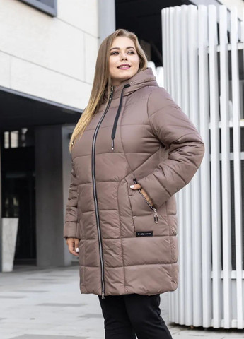 Коричнева зимня жіноча зимова куртка великого розміру SK