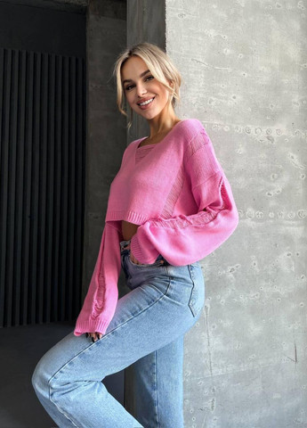 Розовый демисезонный свитер 2866 No Brand