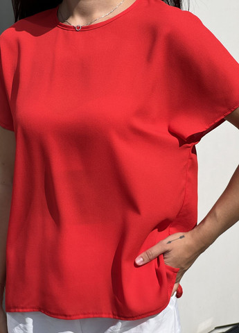Червона жіноча літня блузка з коротким спущеним рукавом INNOE Блуза-футболка