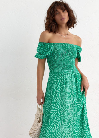 Смарагдова пляжна літня сукня максі з еластичним верхом - смарагдовий Lurex
