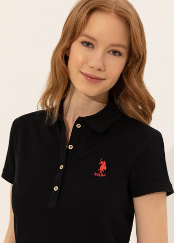 Черная женская футболка-футболка поло женское U.S. Polo Assn.