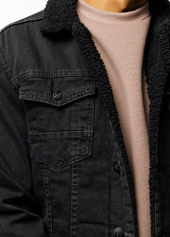 Черная зимняя мужская джинсовая куртка цвет черный цб-00227263 BIG GASTINO