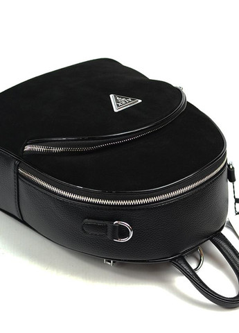 Замшевый женский черный молодежный рюкзак на молнии No Brand (275335130)