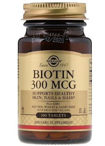 Biotin 300 mcg 100 Tabs Solgar (256722749)
